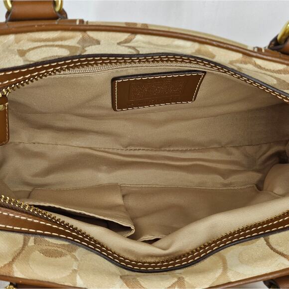 COACH Hampton Optic Signature Jacquard & Leather Handbag w/ Matching fold Wallet - Picture 11 of 16